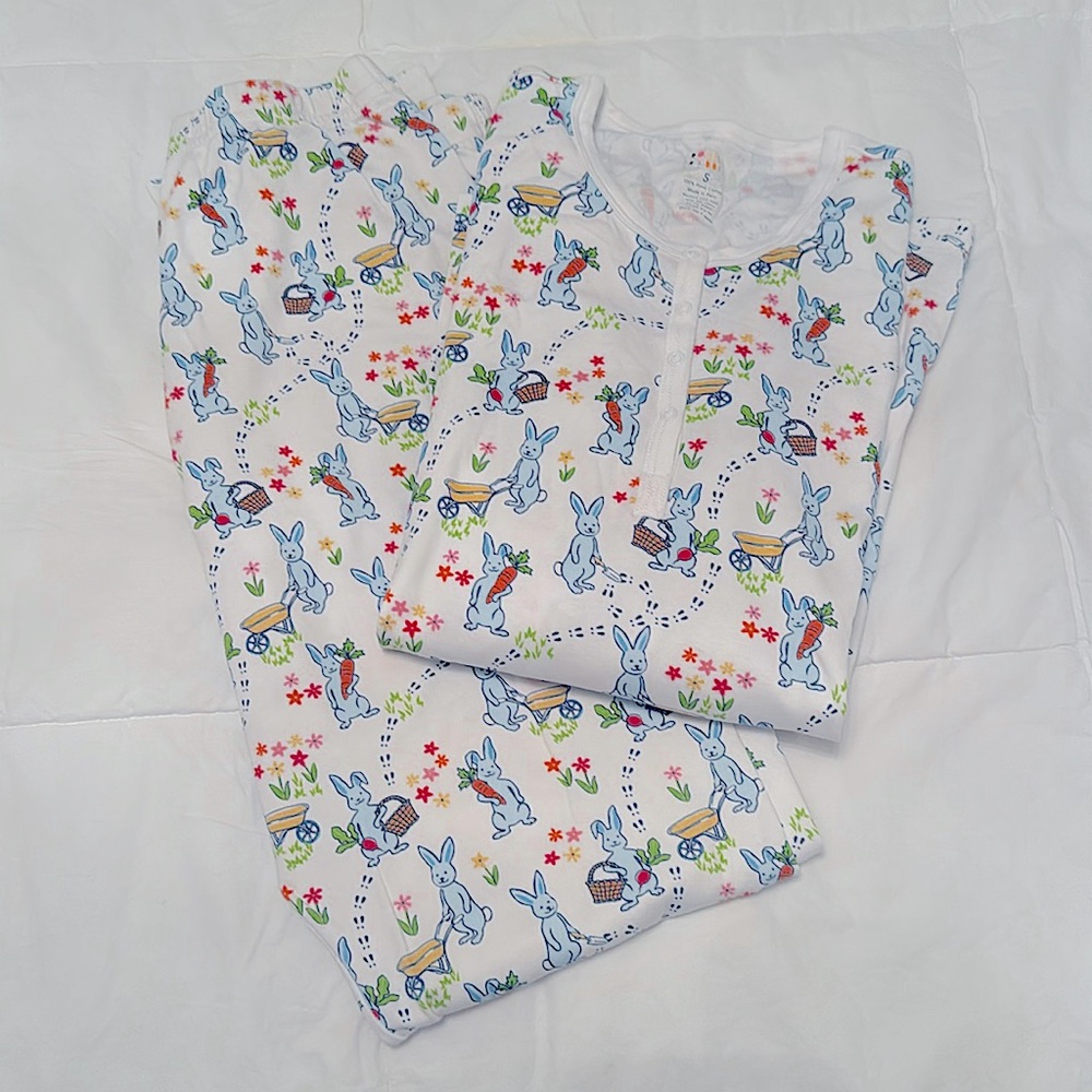 roller rabbit long sleeve bunny pajamas